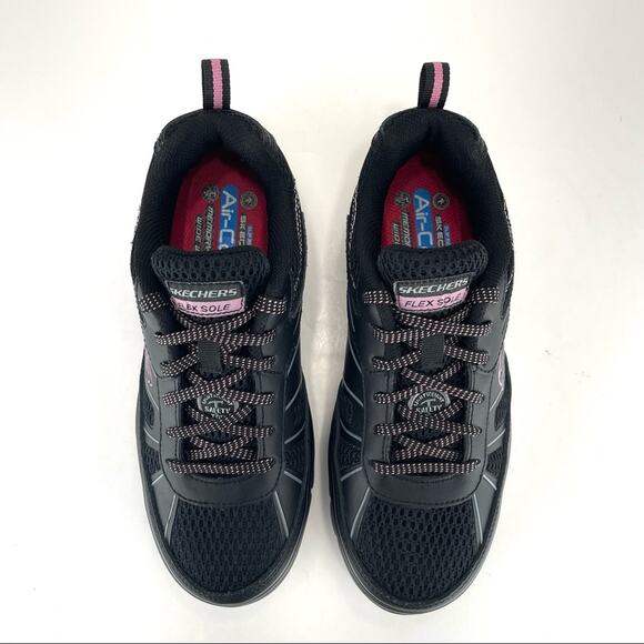 Skechers Women Size 7 Black Steel Toe Safety Shoes Oil Slip Resistant Air Cooled - Picture 10 of 16